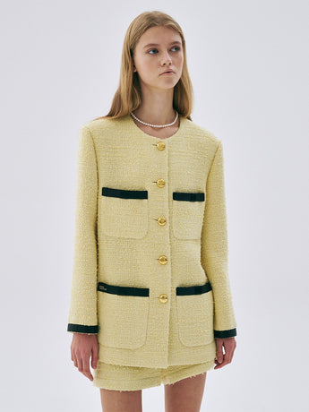 SPRING TWEED OVERSIZED JACKET_YELLOW