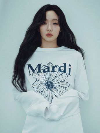 UNISEX TSHIRT LONG SLEEVE FLOWERMARDI_WHITE NAVY