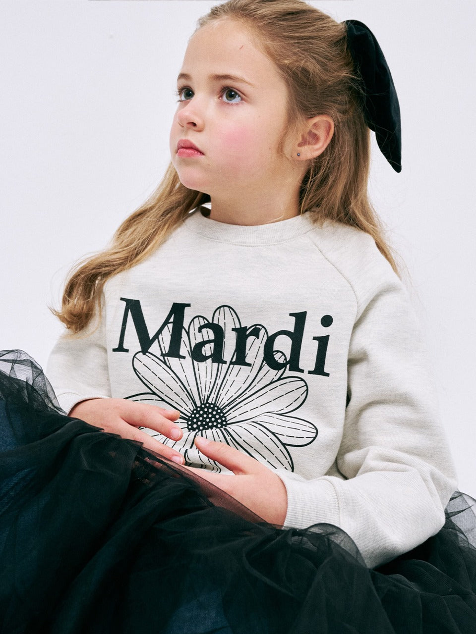 KIDS SWEATSHIRT FLOWERMARDI_OATMEAL BLACK