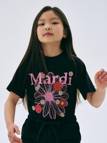 KIDS TSHIRT FLOWERMARDI BLOSSOM_BLACK PINK