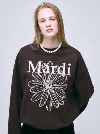 SWEATSHIRT FLOWERMARDI NEEDLEWORK_BROWN CREAM