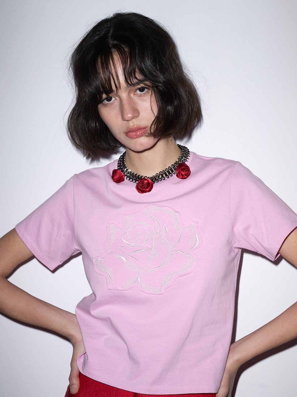 SLIM TSHIRT ROSE PATCH_PINK