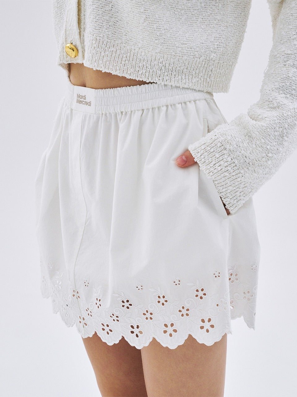 MINI SKIRT PUNCHING DETAIL_WHITE
