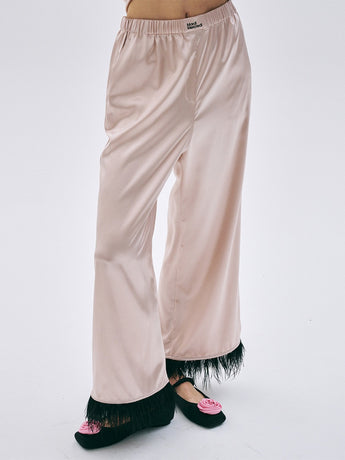 SATIN OSTRICH PANTS_PINK