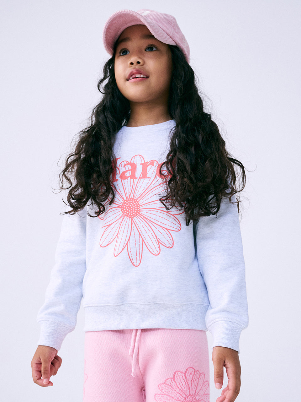 KIDS SWEATSHIRT FLOWERMARDI_HEATHER CORAL