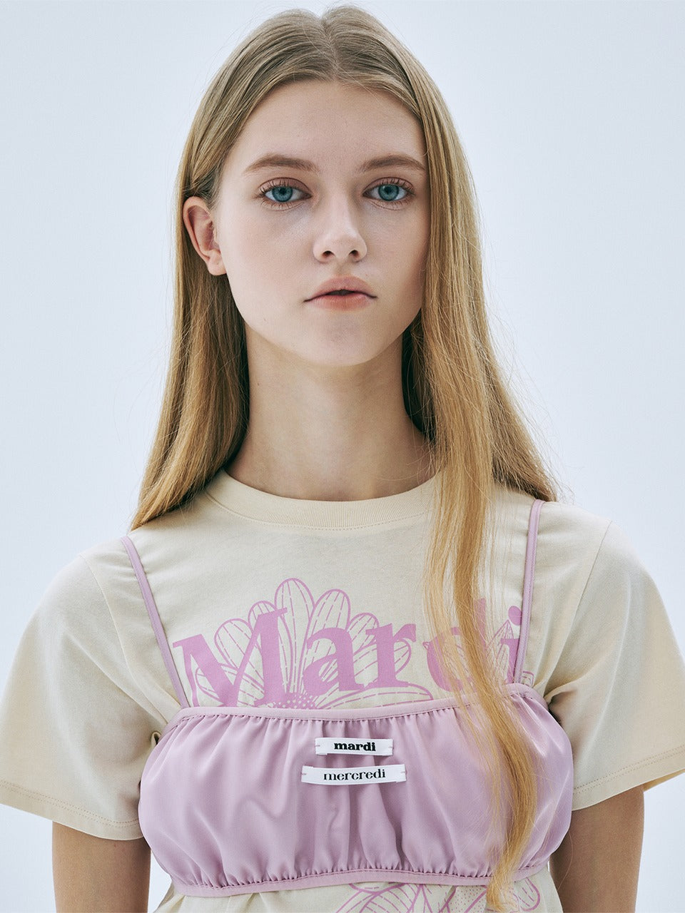 SATIN LAYERED BUSTIER DOUBLE LABEL_PINK