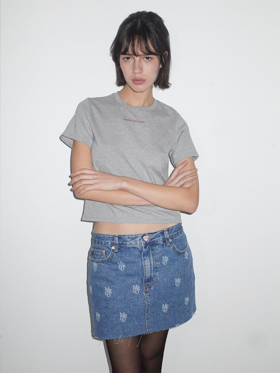 SLIM TSHIRT LOGO ESSENTIAL_GREY RED
