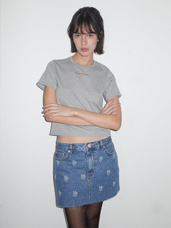 SLIM TSHIRT LOGO ESSENTIAL_GREY RED