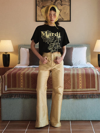 FLARE PANTS FLOWER JACQUARD_YELLOW