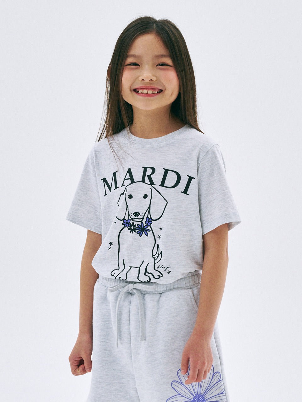KIDS TSHIRT SWING THE TAIL DDANJI FLOWER NECKLACE_HEATHER PURPLE