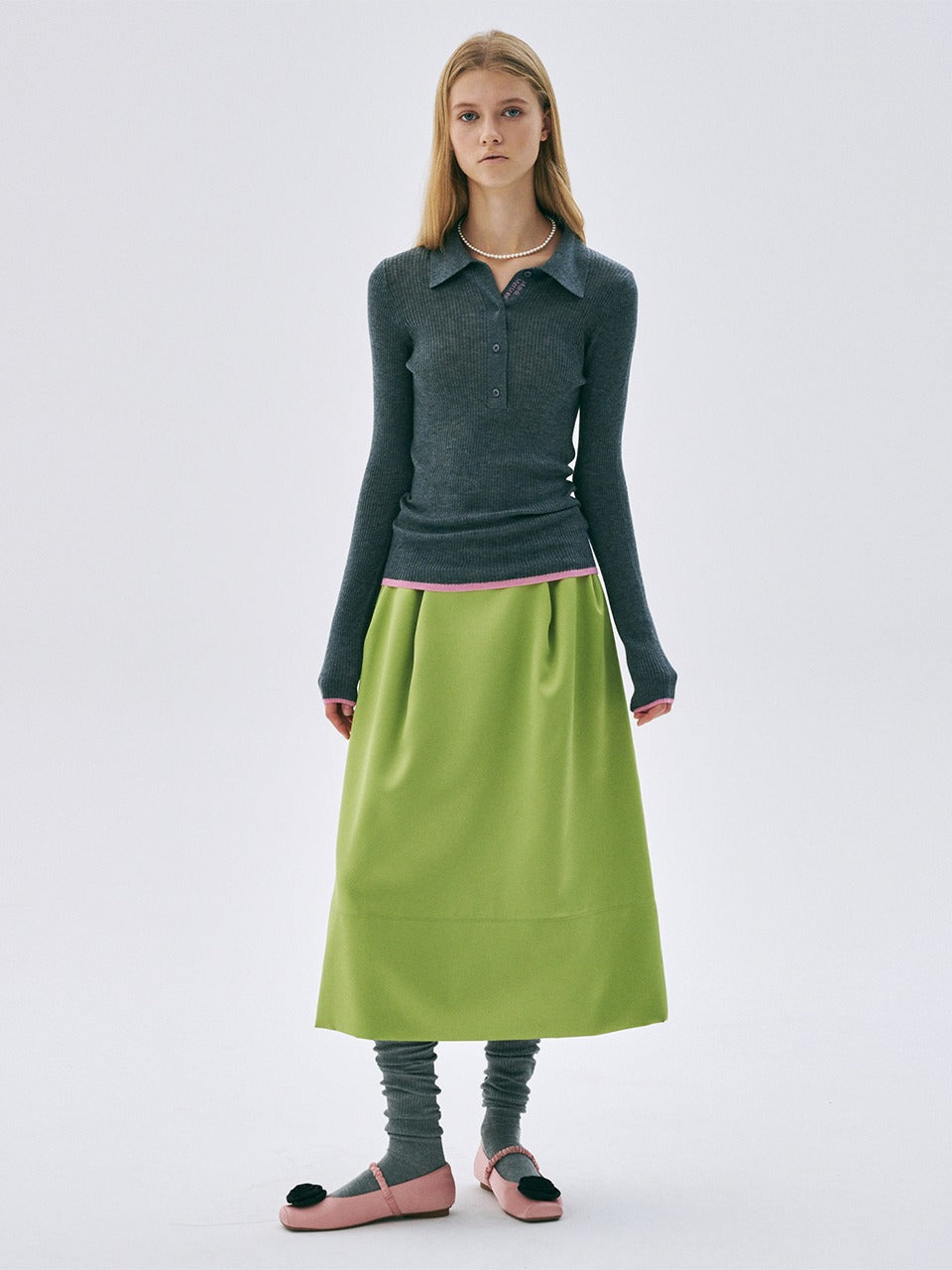 MAXI FLARE PEGGED SKIRT_APPLEGREEN