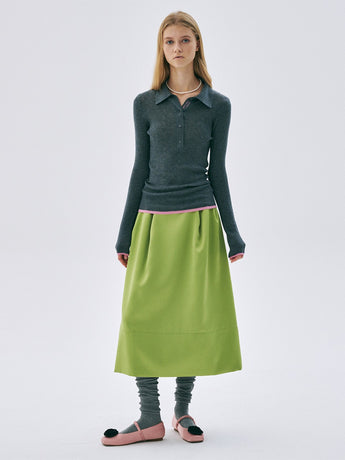MAXI FLARE PEGGED SKIRT_APPLEGREEN