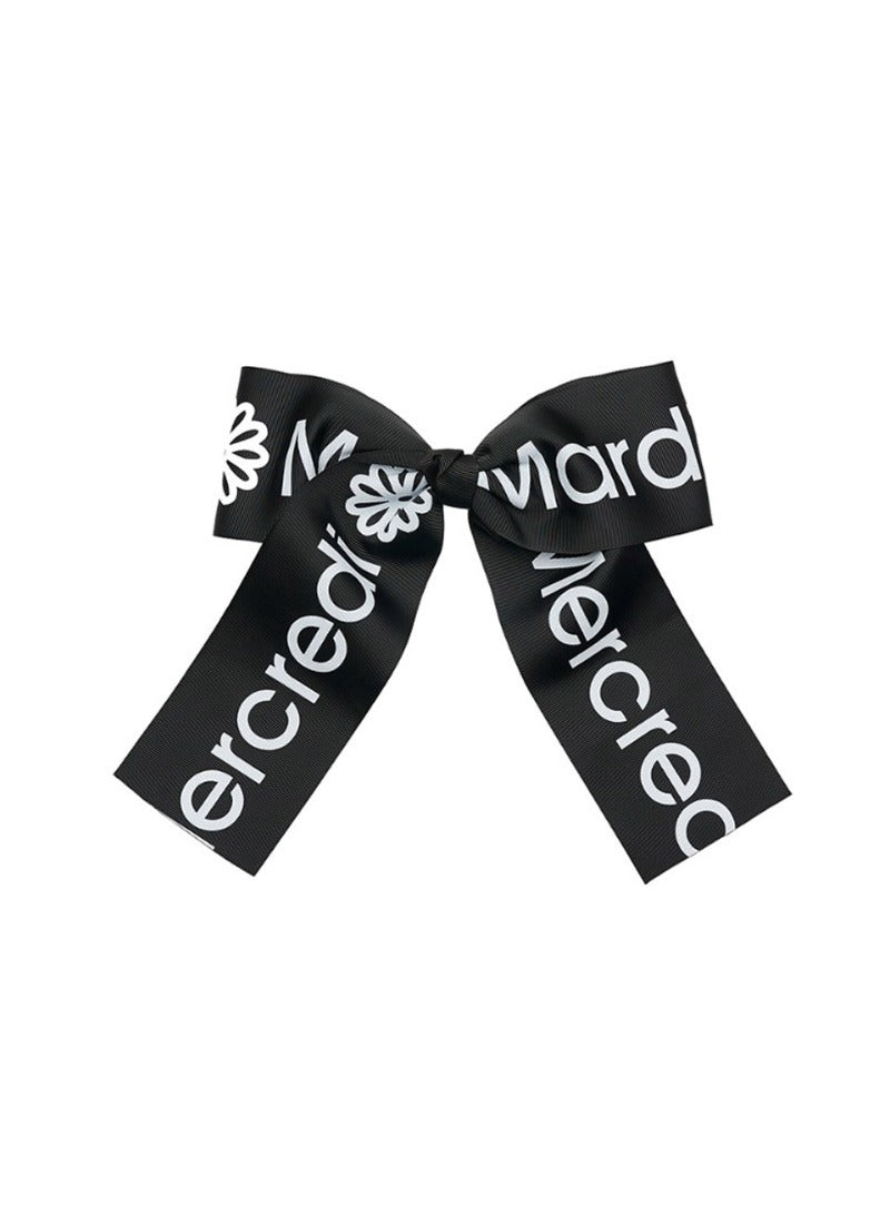 HAIR CLIP LOGO RIBBON_BLACK