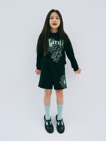 KIDS SWEAT SHORTS FLOWER_BLACK MINT