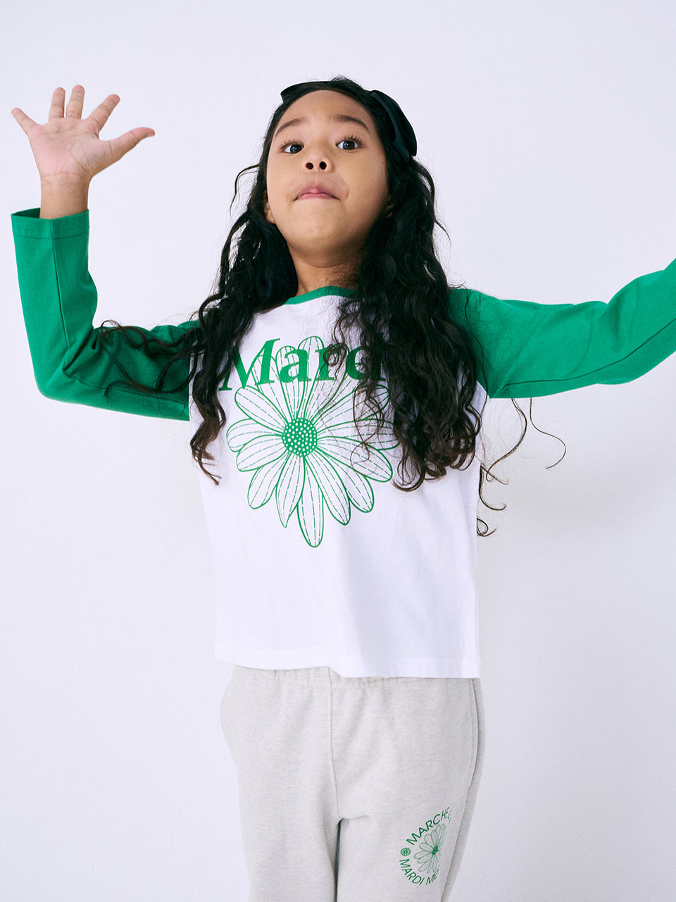 KIDS TSHIRT RAGLAN FLOWERMARDI_GREEN GREEN