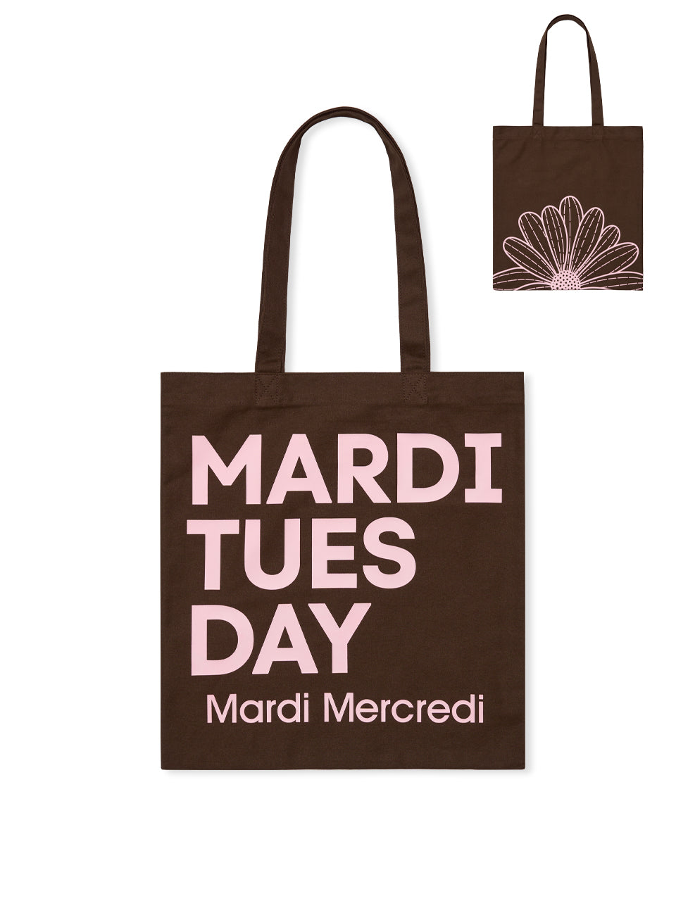 CANVAS BAG FLOWER DU MERCREDI_BROWN PALEPINK