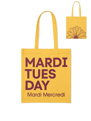 CANVAS BAG FLOWER DU MARDI_YELLOW BURGUNDY