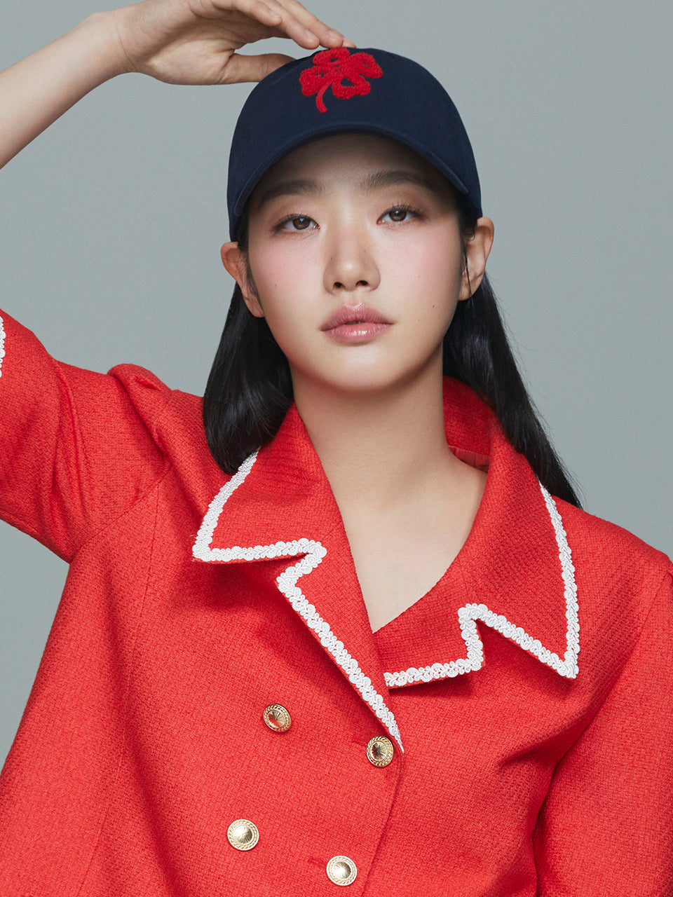 CAP CLOVERMARDI BOUCLE_NAVY RED