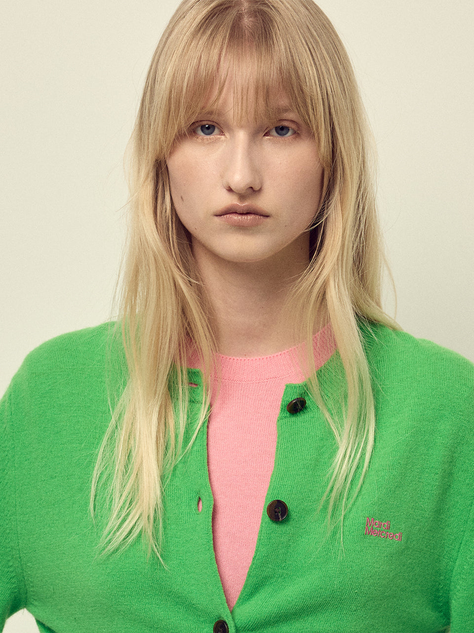 CASHMERE BLENDED CARDIGAN ROUND NECK ESSENTIAL_APPLEGREEN