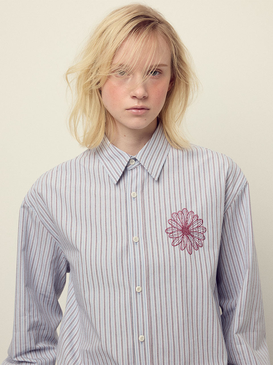 COTTON SHIRT STRIPE_BLUE BURGUNDY