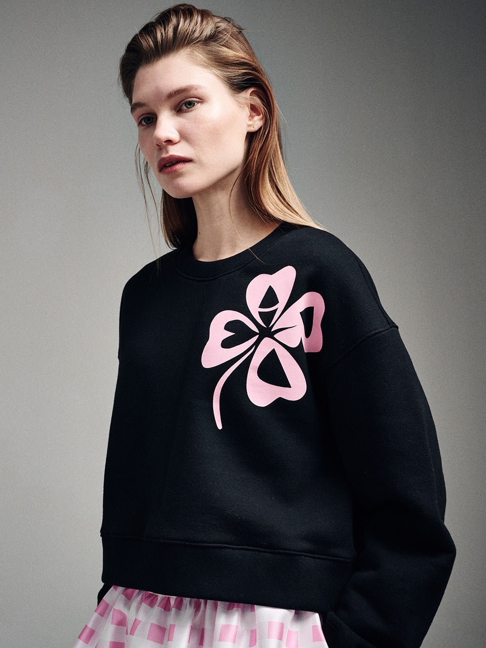 CROPPED SWEATSHIRT CLOVERMARDI_BLACK PINK
