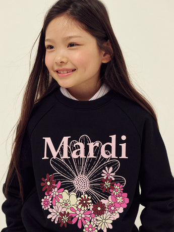 KIDS SWEATSHIRT FLOWERMARDI JARDIN_BLACK PINK