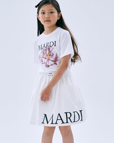 KIDS MIDI SKIRT MARDI SERIF LOGO_WHITE BLACK – Mardi Mercredi JP