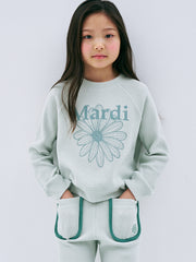 KIDS WAFFLE RAGLAN SWEATSHIRT FLOWERMARDI_MINT MINT
