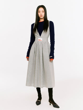 MAXI DRESS V NECK STRIPE_GREY