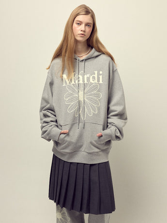 OVERSIZED HOODY FLOWERMARDI_GREY IVORY