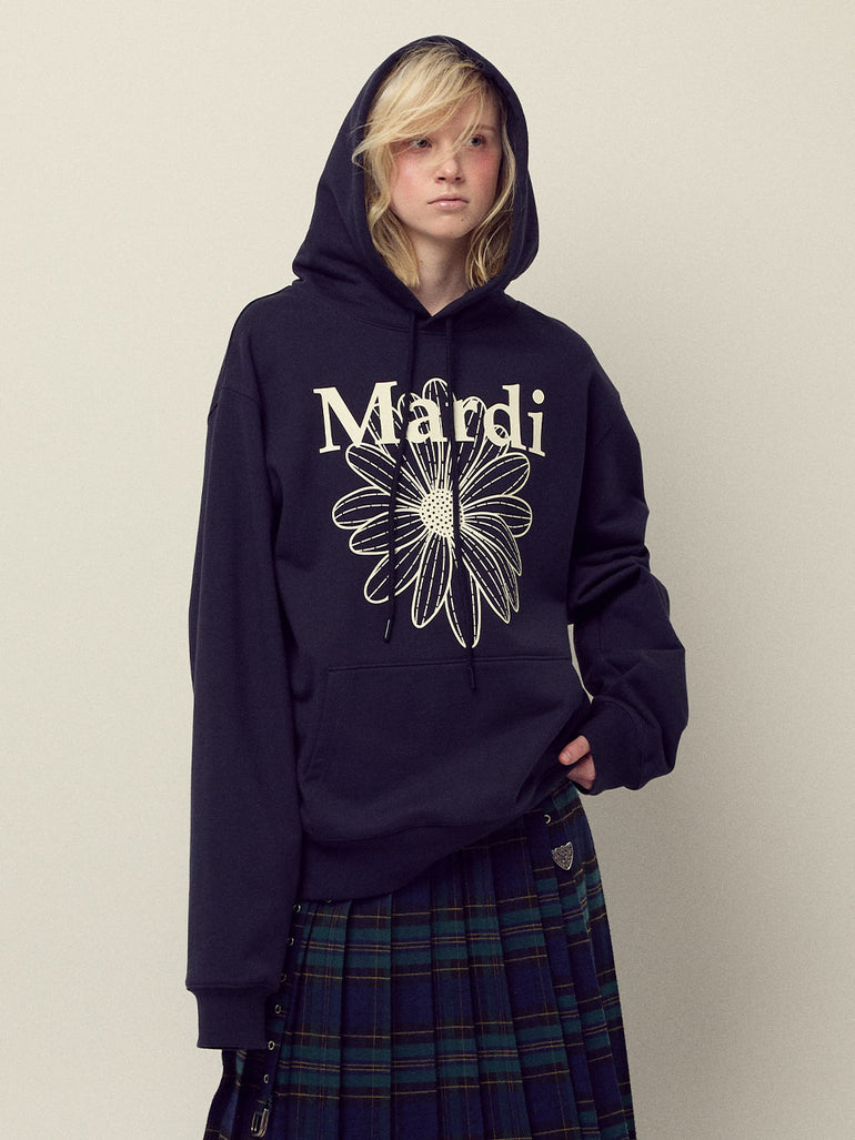 OVERSIZED HOODY FLOWERMARDI_GREY IVORY main image 1