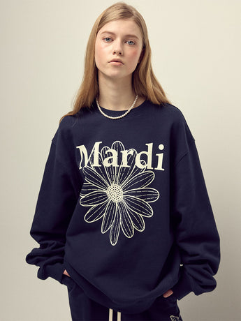 OVERSIZED SWEATSHIRT FLOWERMARDI_NAVY IVORY