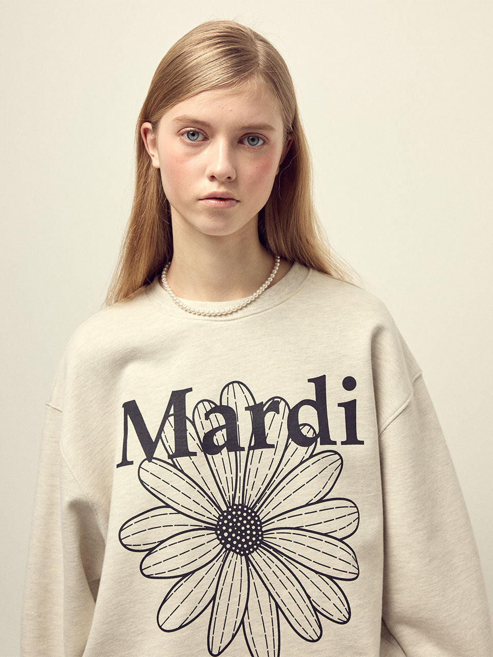 OVERSIZED SWEATSHIRT FLOWERMARDI_OATMEAL BLACK