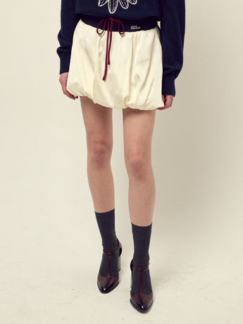 SATIN BALLOON MINI SKIRT_CREAM