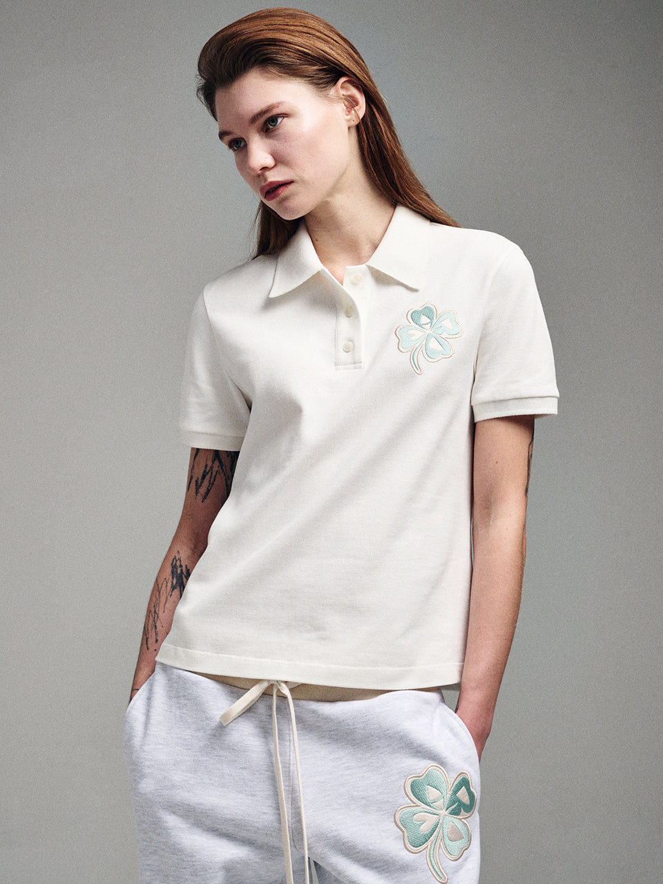 SLIMFIT SHIRT PIQUET CLOVERMARDI_WHITE MINT