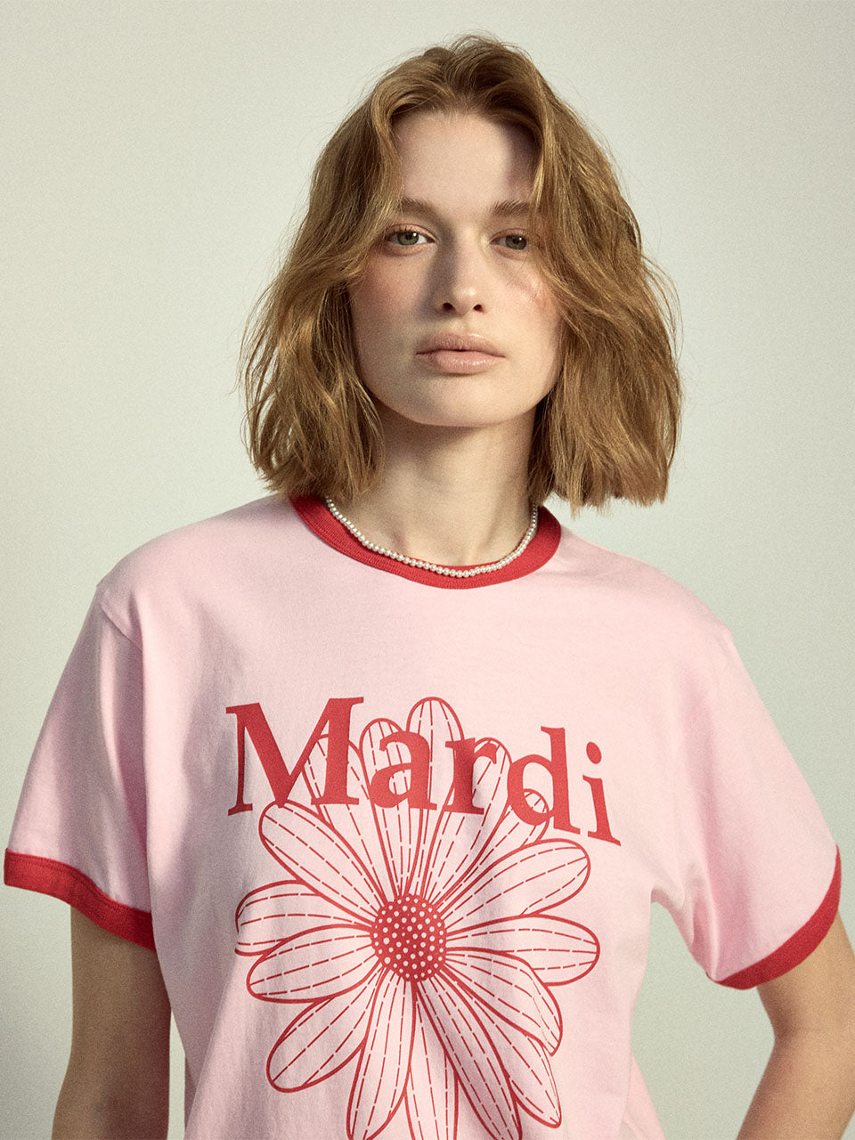 SLIM RINGER TSHIRT FLOWERMARDI_LIGHTPINK RED