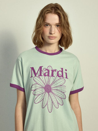 SLIM RINGER TSHIRT FLOWERMARDI_MINT PURPLE