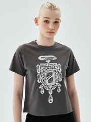 SLIM TSHIRT BIJOU_CHARCOAL WHITE
