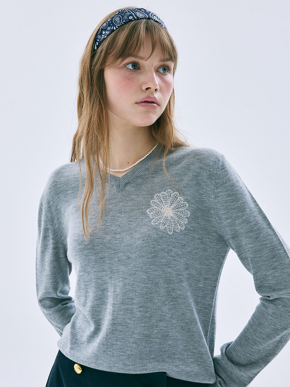 【お取り置き中】mardi ニット MARDI MERCREDI CASHMERE BLENDED PULLOVER FLOWERMARDI MU5473 (Mardi