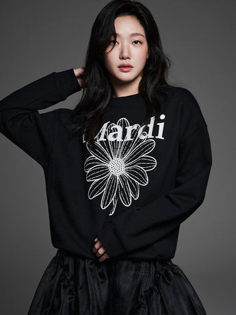 SWEATSHIRT FLOWERMARDI_BLACK WHITE