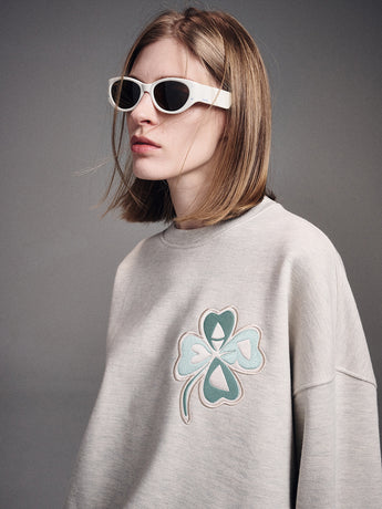 SWEATSHIRT CLOVERMARDI SATIN_OATMEAL MINT