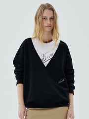 SWEATSHIRT DEEP V NECK_BLACK