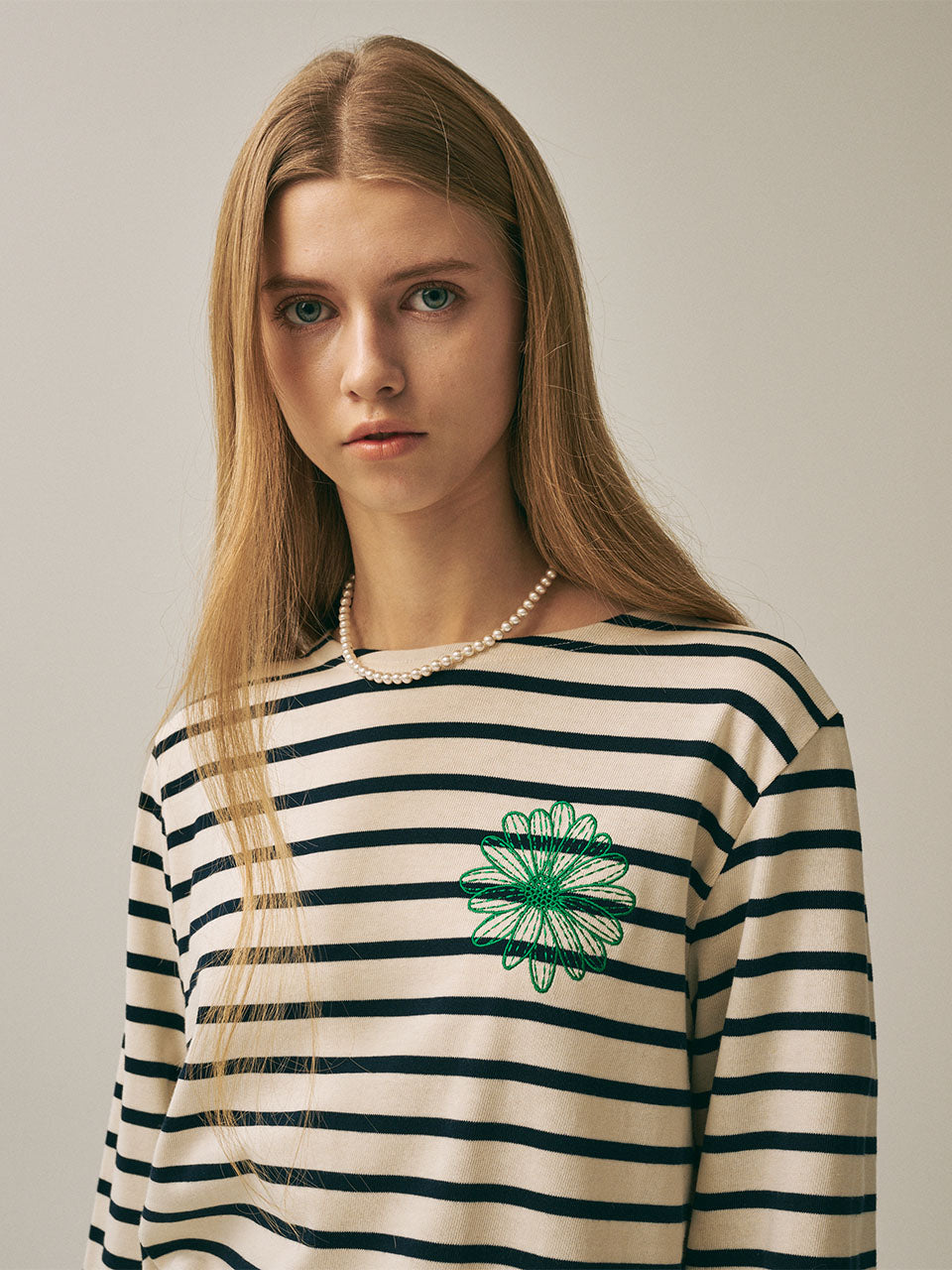TSHIRT LONG SLEEVE STRIPE_IVORY GREEN