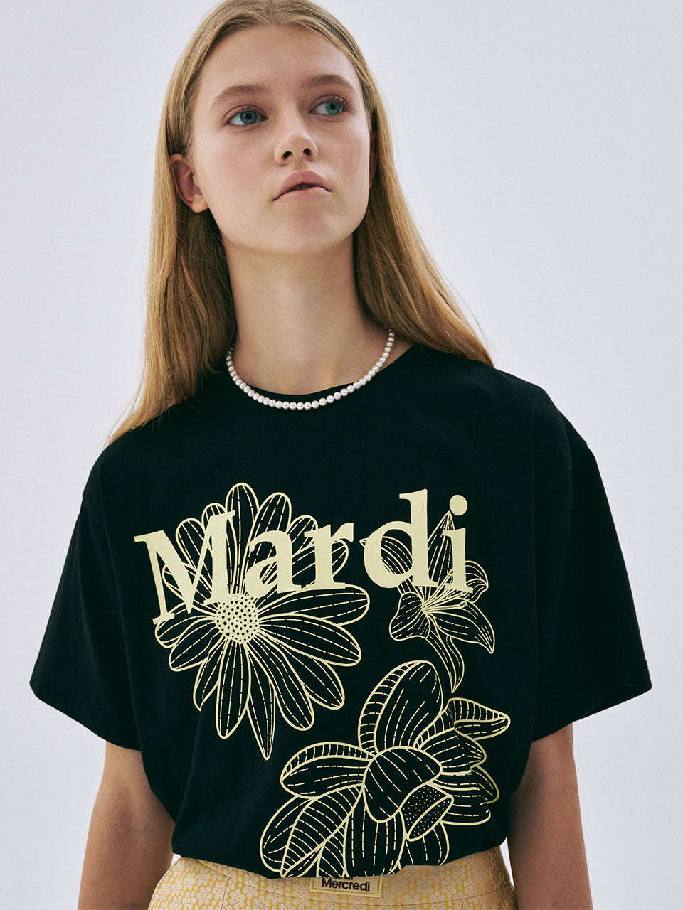 TSHIRT TRIPLE FLOWER_BLACK LEMON