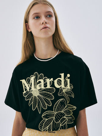 TSHIRT TRIPLE FLOWER_BLACK LEMON