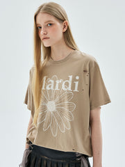 TSHIRT FLOWERMARDI CRACKED DESTROYED_LATTE BEIGE