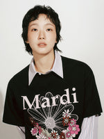 TSHIRT FLOWERMARDI JARDIN_BLACK PALEPINK