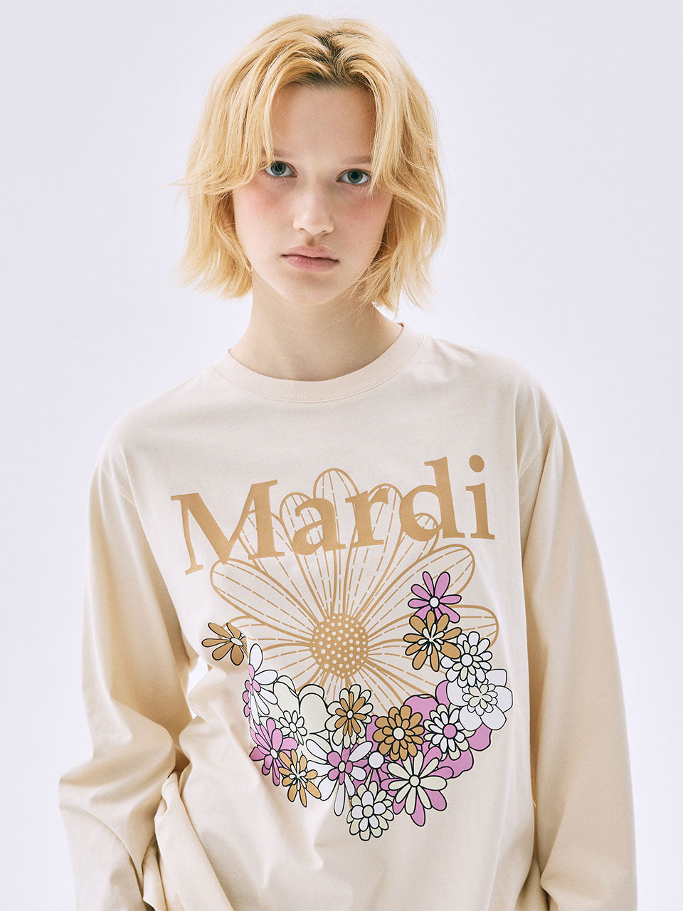 TSHIRT LONG SLEEVE FLOWERMARDI JARDIN_BUTTER PEANUT