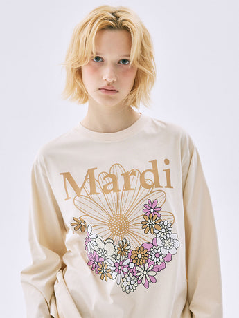 TSHIRT LONG SLEEVE FLOWERMARDI JARDIN_BUTTER PEANUT