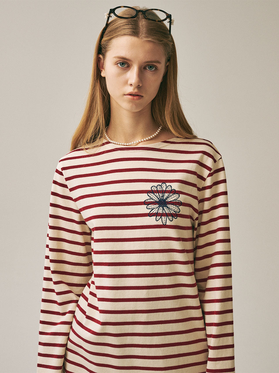 TSHIRT LONG SLEEVE STRIPE_BURGUNDY NAVY